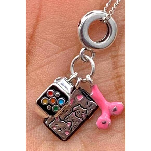 Sterling Silver Tech Dangle Charm Pendant Earbuds, Smartphone &Smartwatch Design - Picture 3 of 9